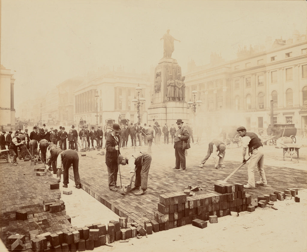 Henry Bedford-Lemere:[Men Laying Bricks], Poster Print Wall Art