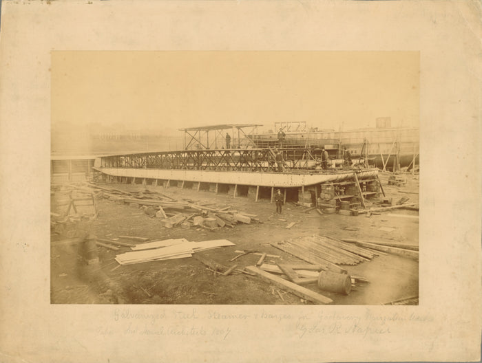 Thomas Annan:Galvanized Steel Steamer and Barges,16x12