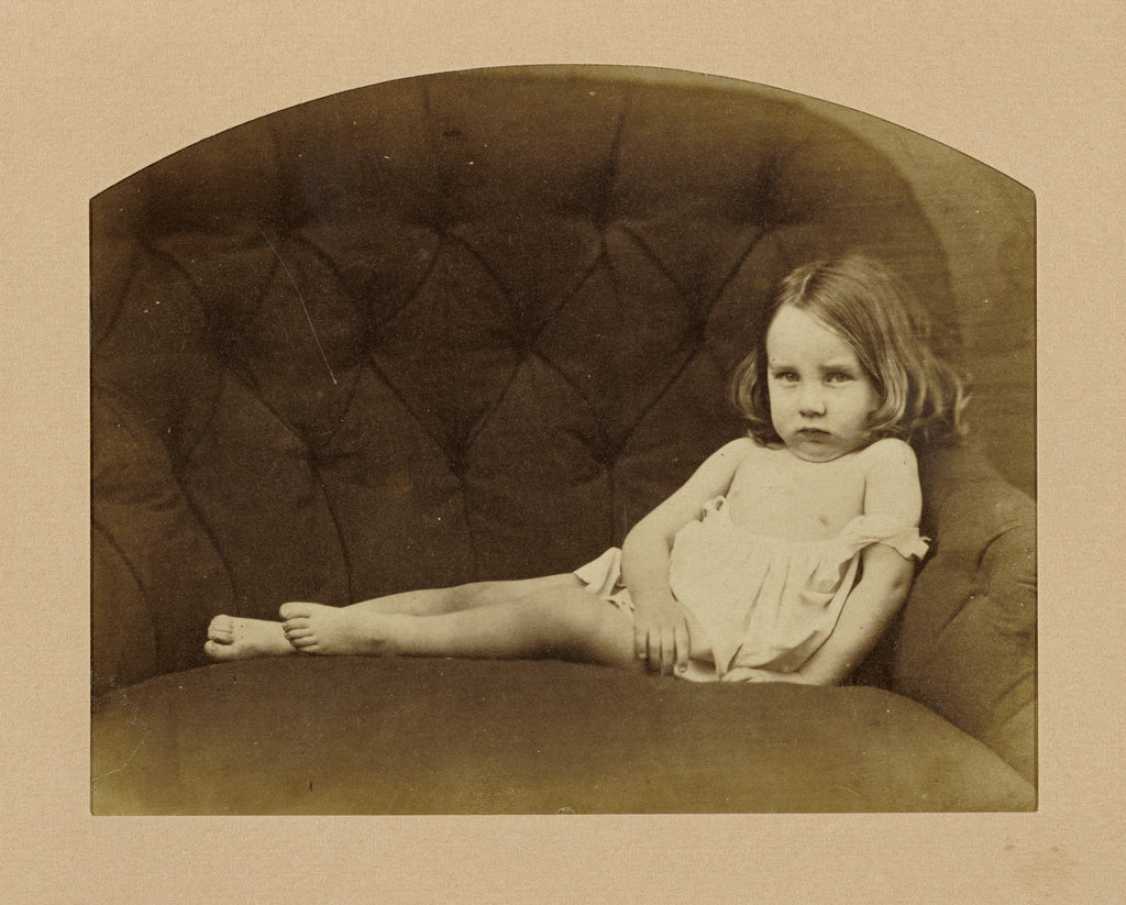 Unknown maker, British:[Portrait of a young child on armchai, Poster Print Wall Art