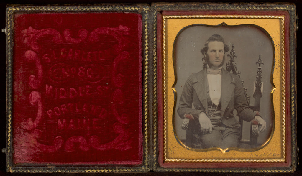 Samuel L. Carleton:[Portrait of a Seated Young Man with Mutt, Poster Print Wall Art