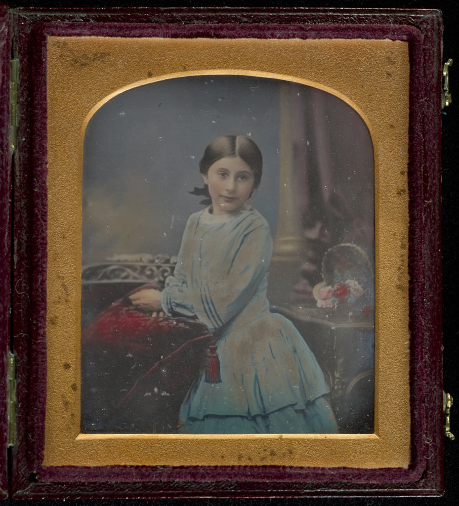 Antoine Claudet:Portrait of a Girl in Blue Dress, Poster Print Wall Art