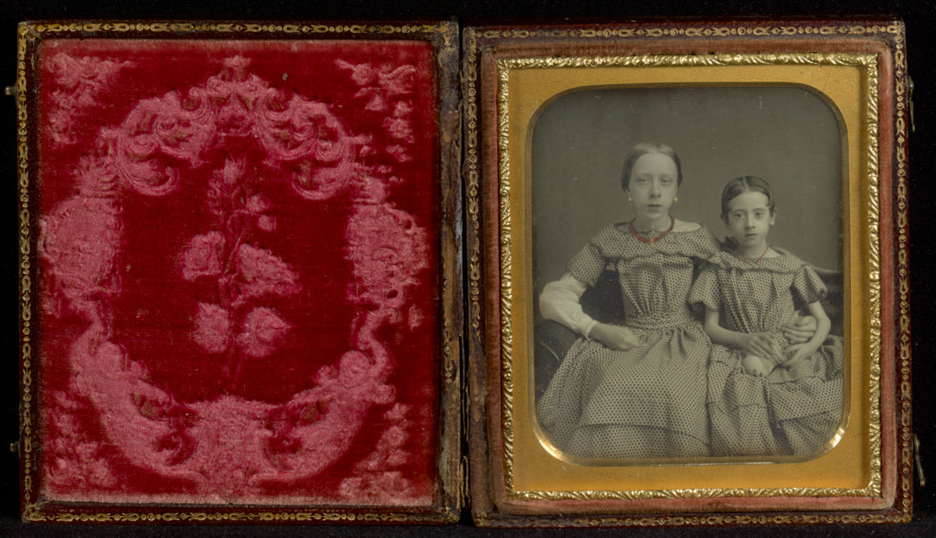 Unknown maker, American:[Portrait of Two Seated Girls in Pol, Poster Print Wall Art