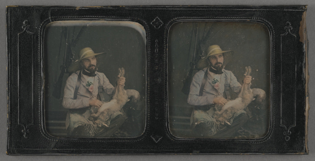 Warren T. Thompson:[Self-portrait as hunter holding a hare], Poster Print Wall Art
