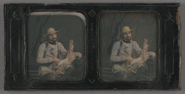 Warren T. Thompson:[Self-portrait as hunter holding a hare],16x12