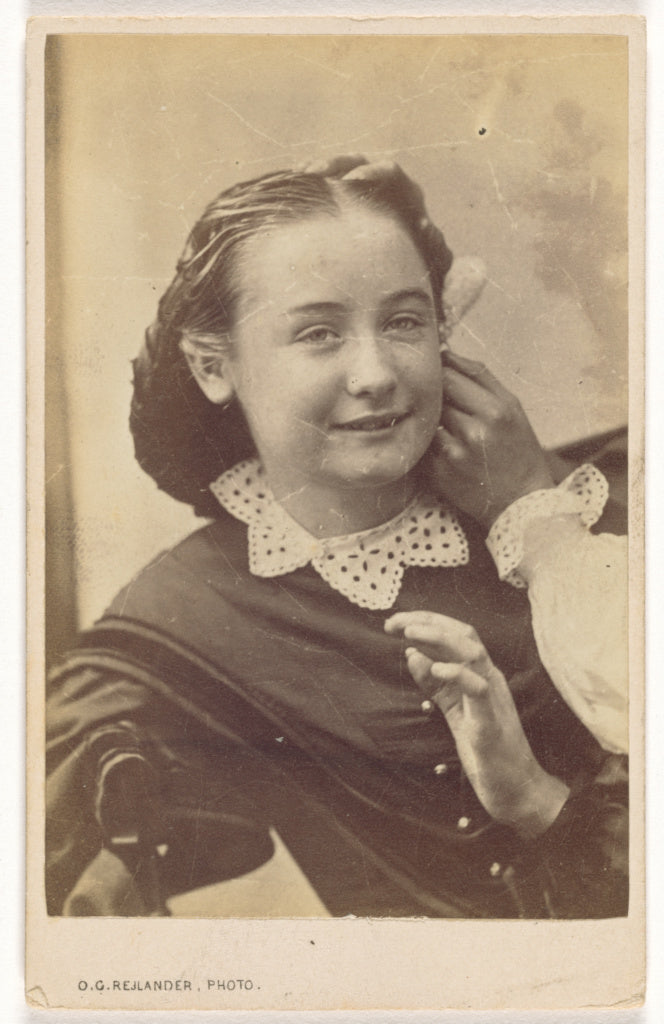 Oscar Gustave Rejlander:[Seated Young Girl With an Unknown H, Poster Print Wall Art