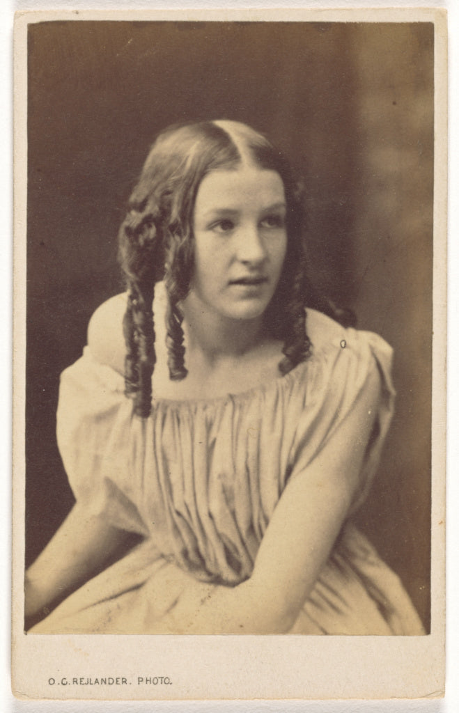 Oscar Gustave Rejlander:[Seated Young Woman With Hair in Cur, Poster Print Wall Art