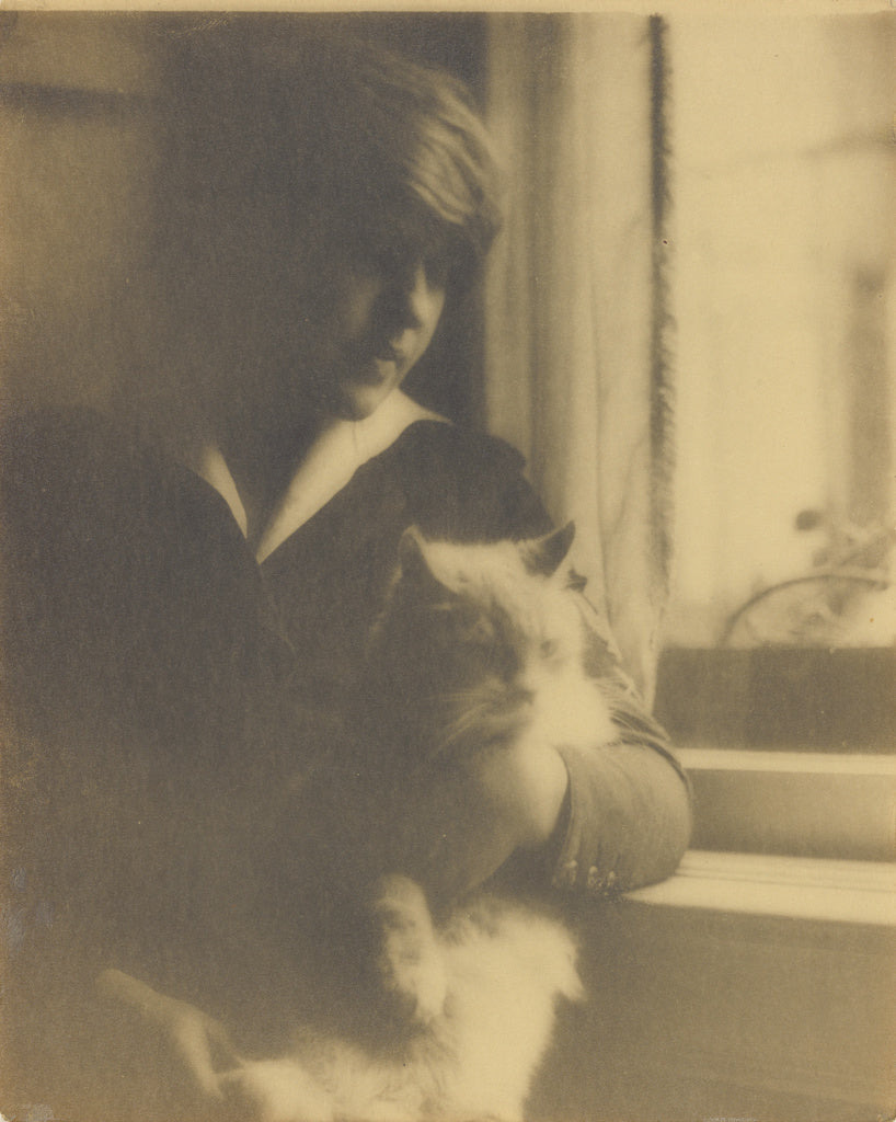 Clarence H. White:[Portrait of a Woman Posed with a Cat Near,16x12"(A3)Poster