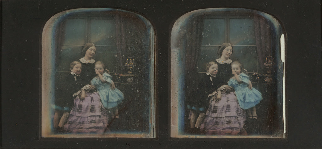 Antoine Claudet:[Mother posed with her young son and daughte, Poster Print Wall Art