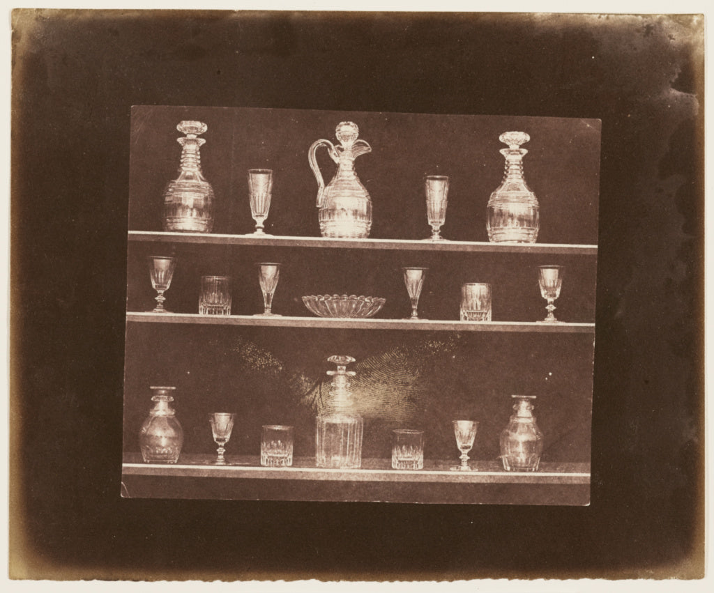 William Henry Fox Talbot:[Articles of Glass on Three Shelves, Poster Print Wall Art