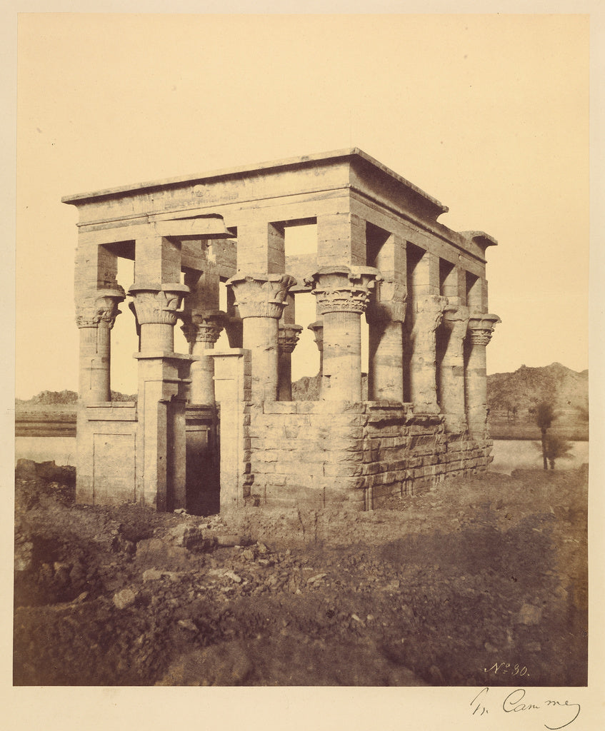 Henry Cammas:Temple hypêtre (côté ouest) à Philoe, Poster Print Wall Art