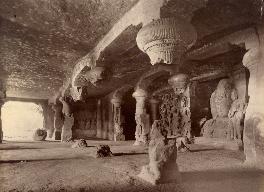 Lala Deen Dayal:Interior Showing Trimutti [sic], Elephanta C, Poster Print Wall Art