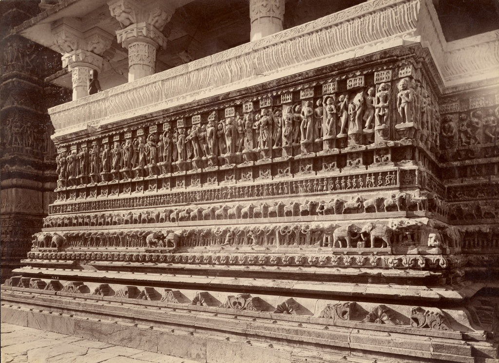 Lala Deen Dayal:Side Sculptures of Jugdeesh Temple, Odeypur, Poster Print Wall Art