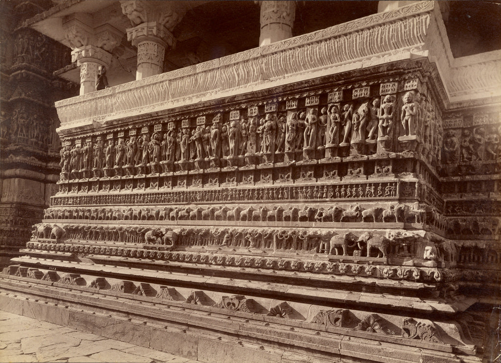 Lala Deen Dayal:Side Sculptures of Jugdish Temple, Odeypur, Poster Print Wall Art