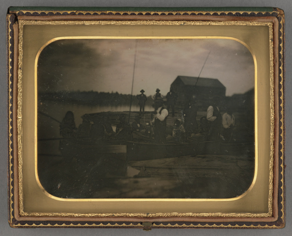 G.R. Tallett:[Group of men and women on a fishing boat], Poster Print Wall Art