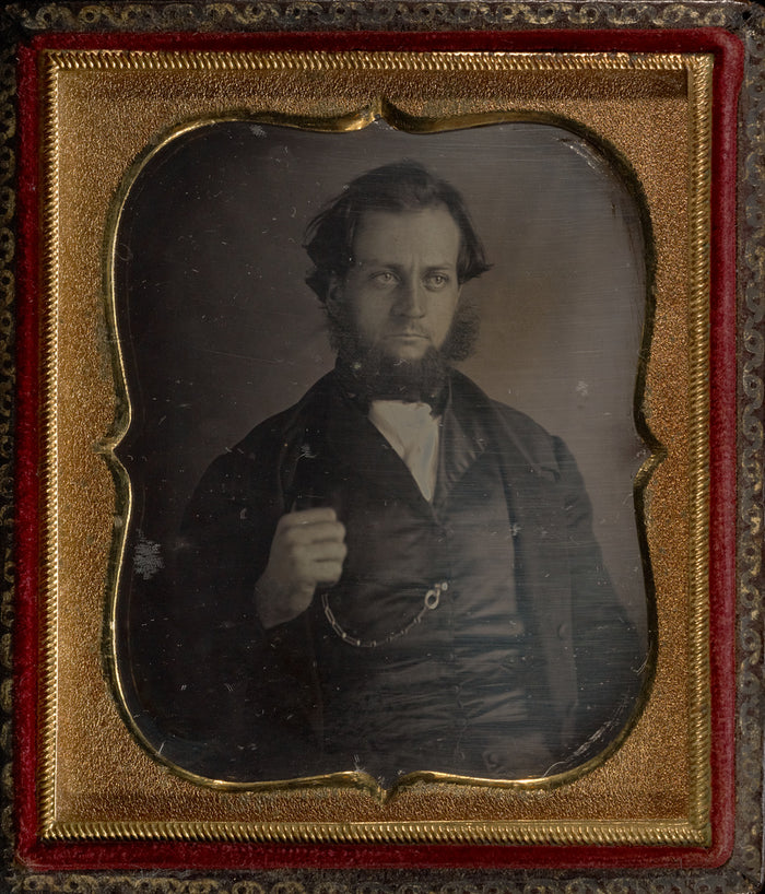 Meade Brothers:[Portrait of a Man Holding His Watch Fob to H,16x12