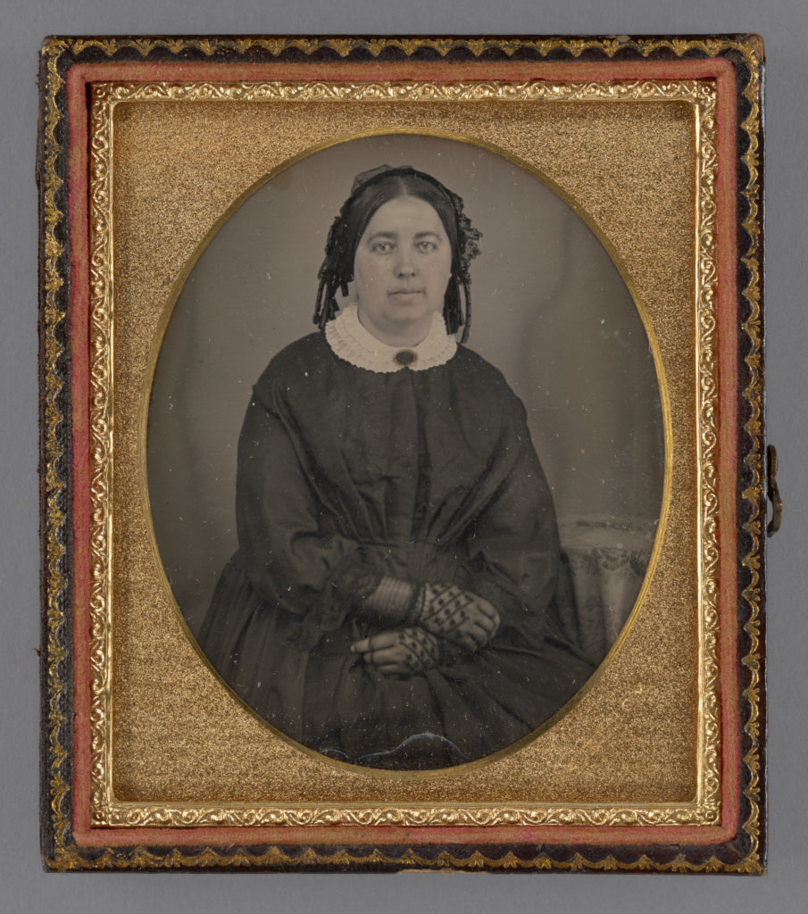 John McElroy:[Portrait of a Seated Woman Wearing Lace Gloves, Poster Print Wall Art