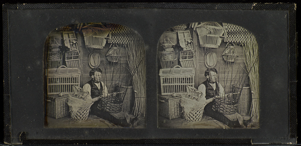 Joseph Amadio:[Man weaving basket], Poster Print Wall Art