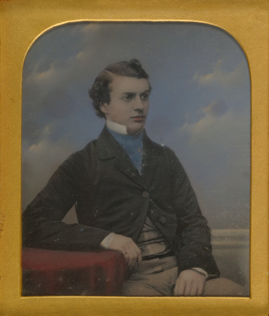 Richard Beard:Portrait of a Young Man Seated at Table, Poster Print Wall Art