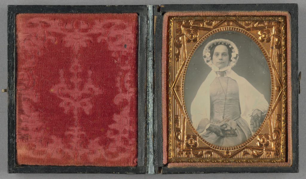 Unknown maker, American:[Portrait of a Young Woman in Bonnet, Poster Print Wall Art