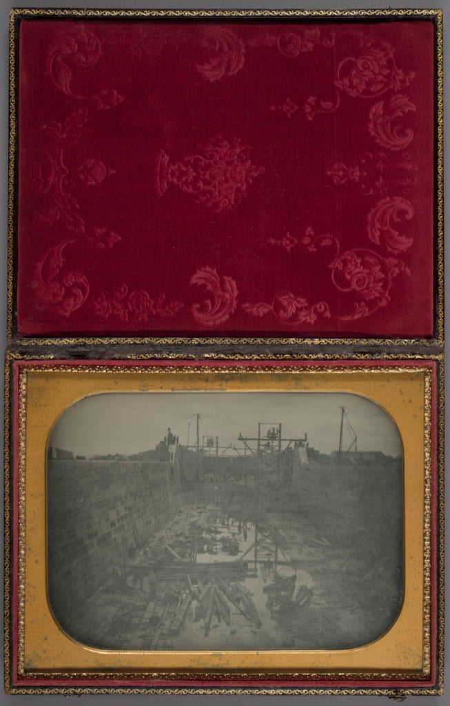 Unknown maker, American:Canal Lock Under Construction, Poster Print Wall Art