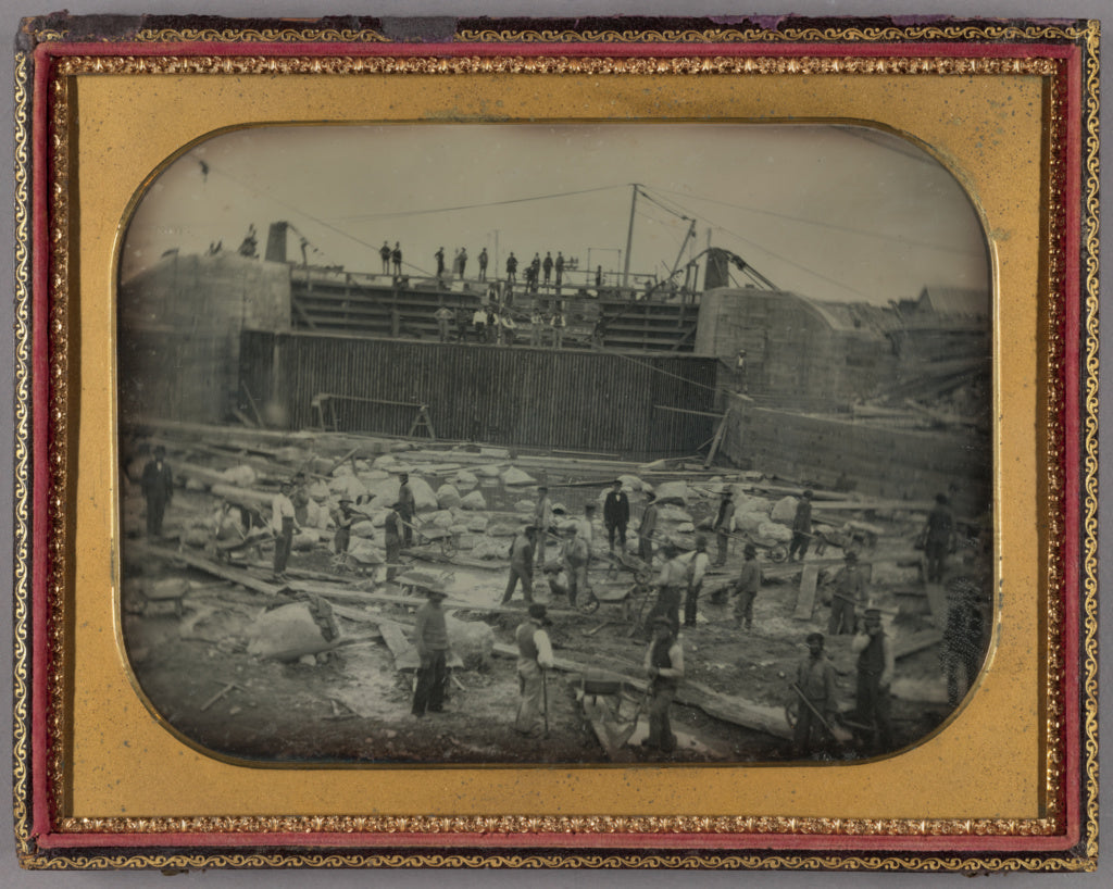 Unknown maker, American:[Canal Construction Scene],16x12"(A3)Poster