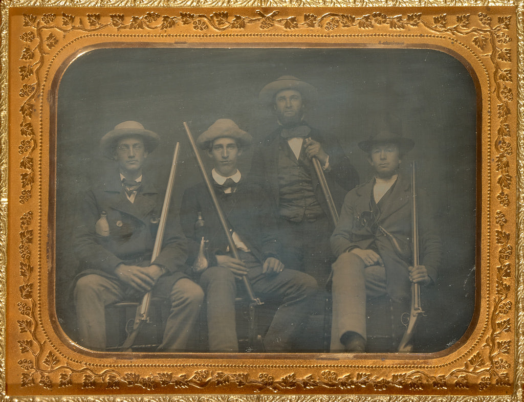 Unknown maker, American:[Portrait of four men with rifles], Poster Print Wall Art