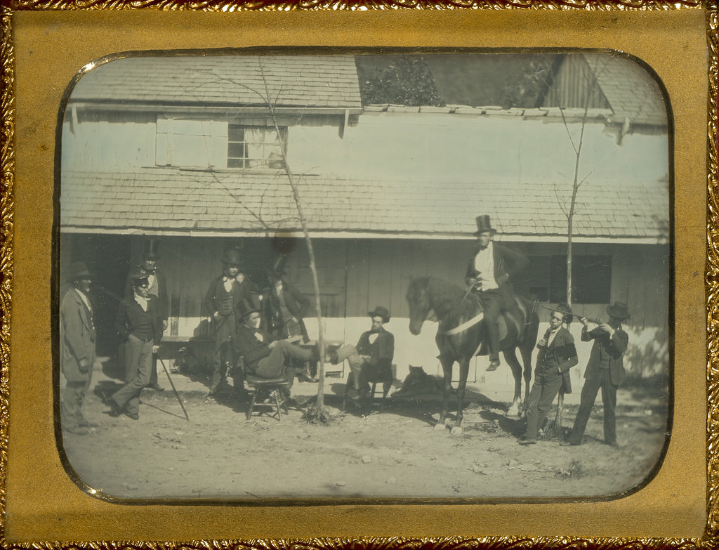 Unknown maker, American:[Group Portrait of Ten Men Outdoors], Poster Print Wall Art