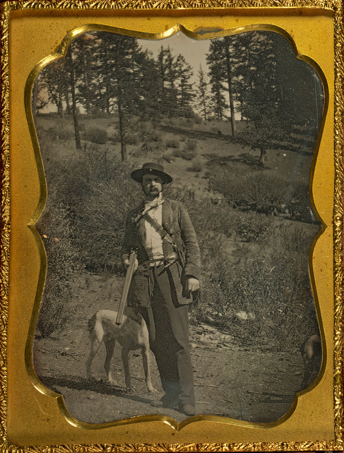 Unknown maker, American:[Outdoor scene with hunter and dog],16x12