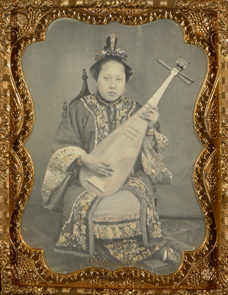 Unknown maker, American:Portrait of a Woman with a Mandolin, Poster Print Wall Art