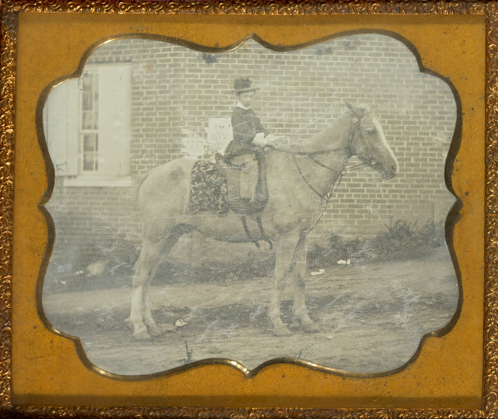 Unknown maker, American:[Boy in Hat on Horse], Poster Print Wall Art