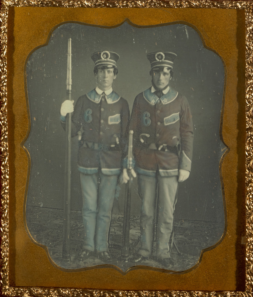 Unknown maker, American:[Portrait of Two Young Men in Unifor, Poster Print Wall Art