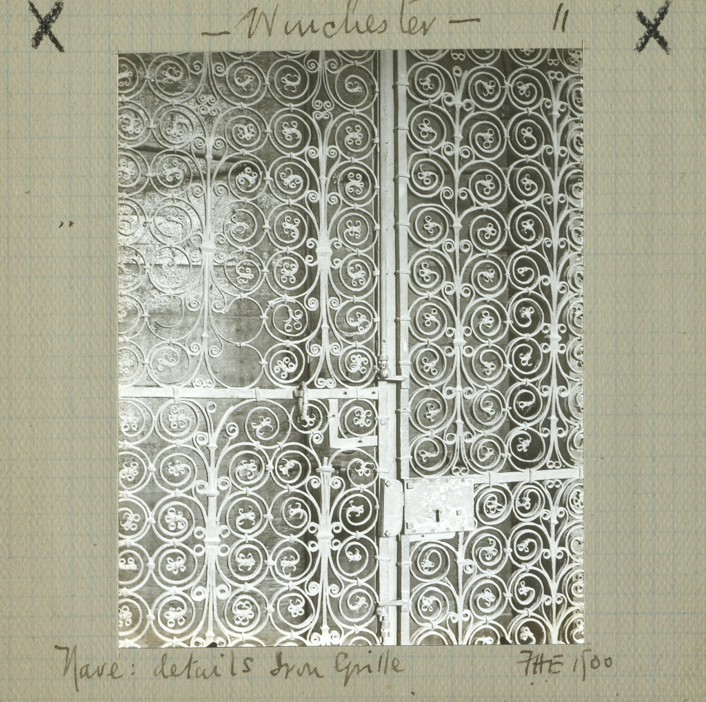 Frederick H. Evans:Wincester. Nave: Details Iron Grille., Poster Print Wall Art