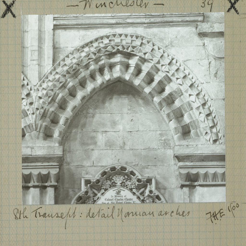 Frederick H. Evans:Wincester. 8th Transept: Detail Norman Ar, Poster Print Wall Art