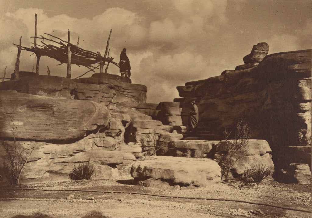 Frederick I. Monsen:[Figure on Rocks with Shelter], Poster Print Wall Art