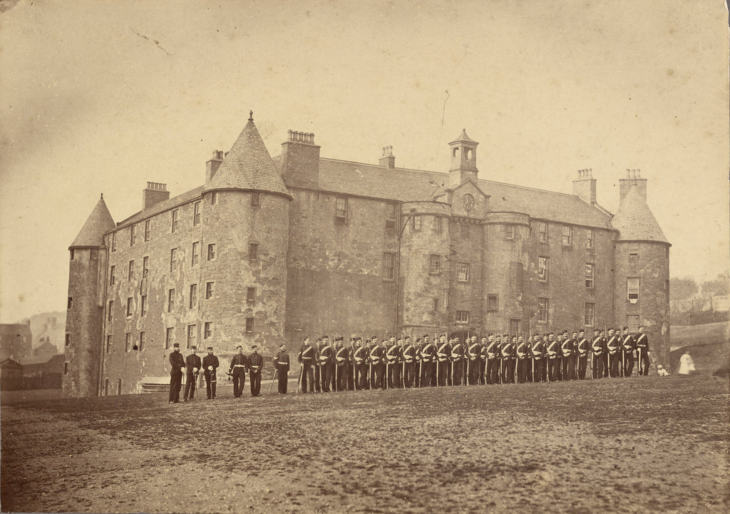 Unknown maker, French:[Military in front of chateau], Poster Print Wall Art