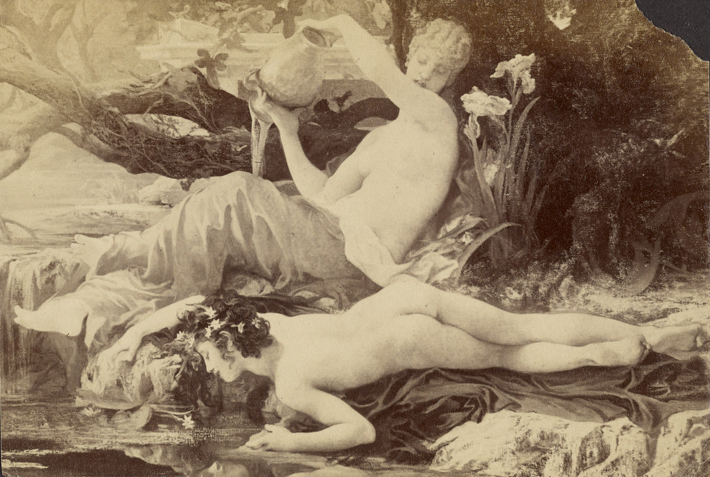 Unknown:[Narcissus and the Spring by Jules-Louis Machard], Poster Print Wall Art