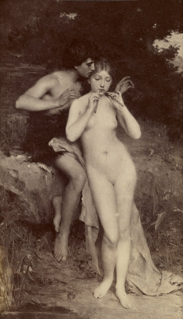 Unknown:[Painting of nude female playing pipes], Poster Print Wall Art