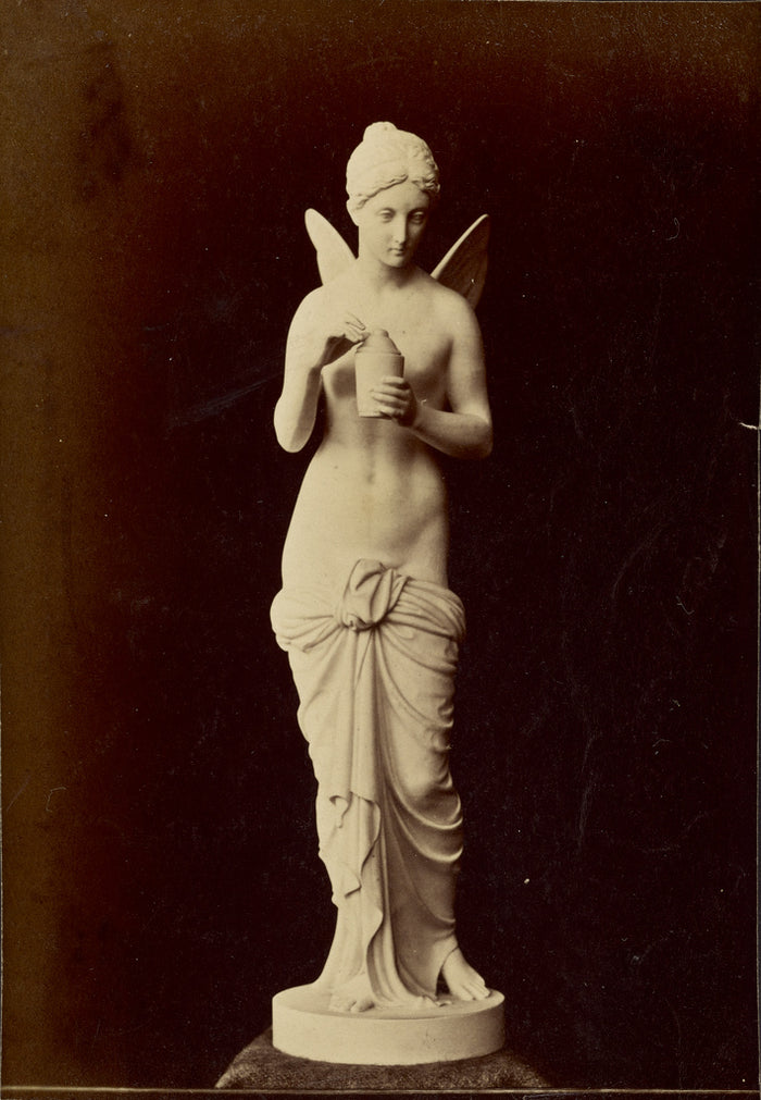 Unknown:[Statue of winged figure with pot],16x12