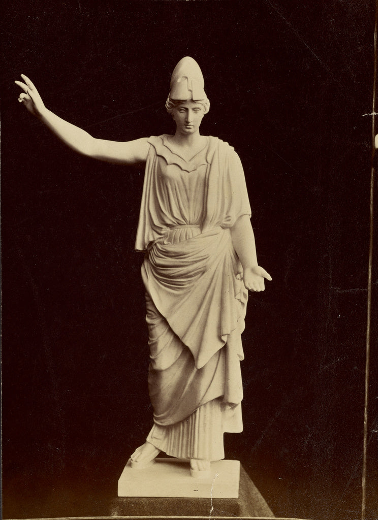 Unknown:[Statue of female figure in military helmet], Poster Print Wall Art