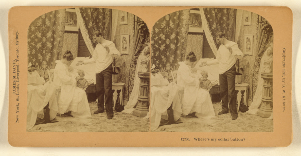 Benjamin West Kilburn:Where's my collar button?, Poster Print Wall Art