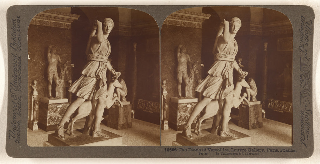 Underwood & Underwood:The Diana of Versailles, Louvre Galler, Poster Print Wall Art