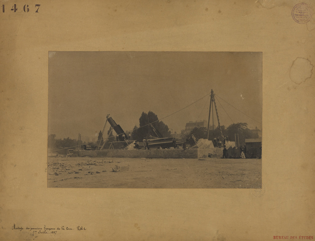 Albert Broise:Setting up of the first legs of the tower, pie, Poster Print Wall Art