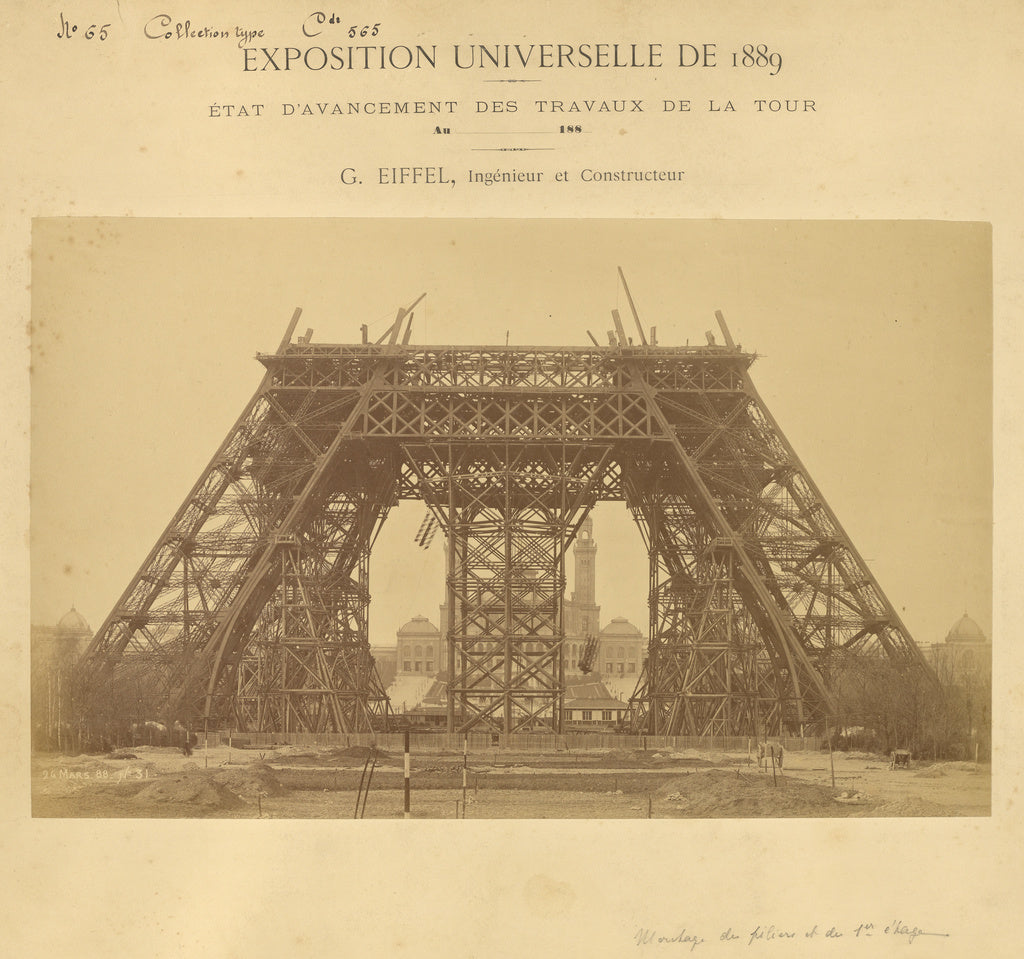 Louis-emile Durandelle:Construction of the shafts of the fir, Poster Print Wall Art