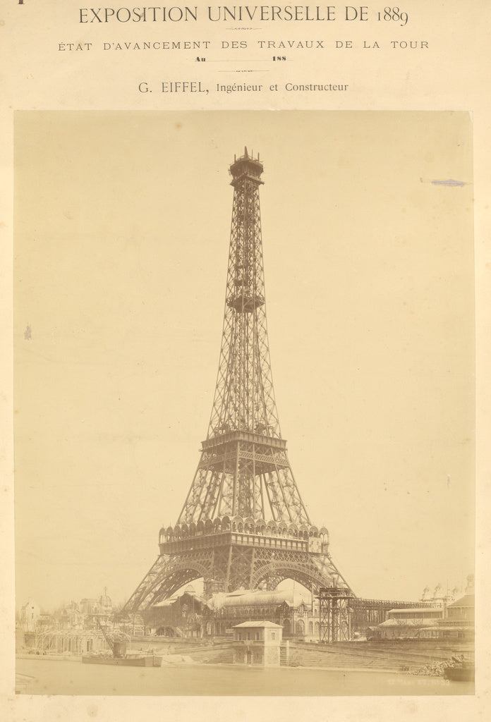 Louis-emile Durandelle:Tower nearing completion, Poster Print Wall Art