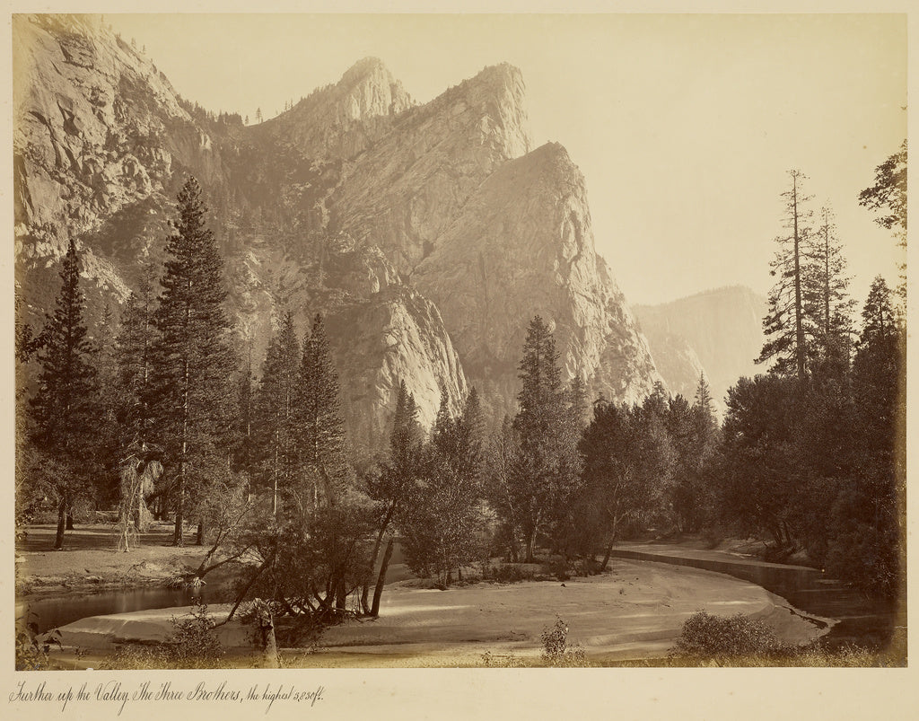 Carleton Watkins:Further Up the Valley. The Three Brothers, , Poster Print Wall Art
