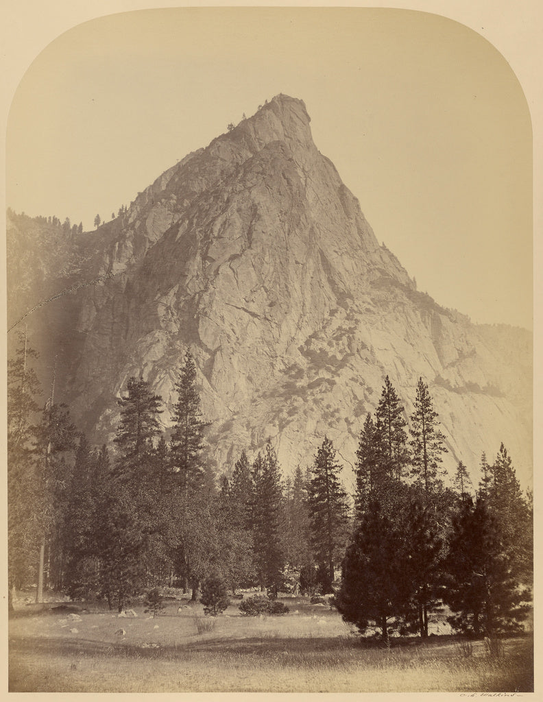 Carleton Watkins:Three Brothers (front view) 4480 ft. Yo Sem, Poster Print Wall Art