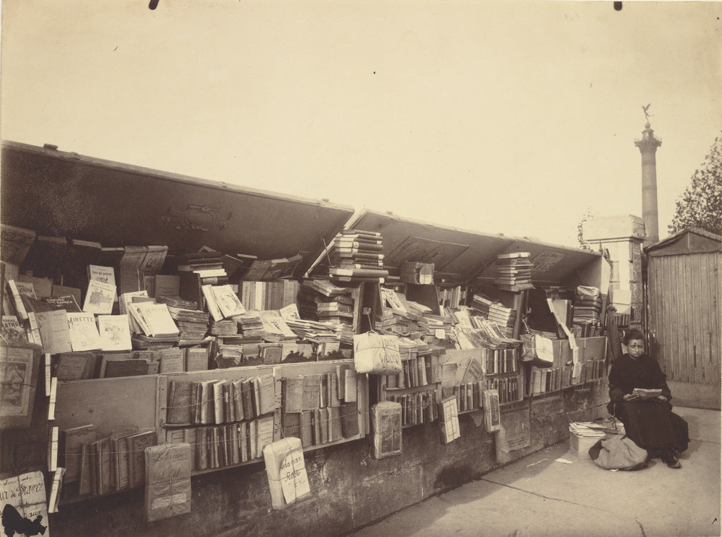 Eugène Atget:Place de la Bastille [bouquiniste], Poster Print Wall Art