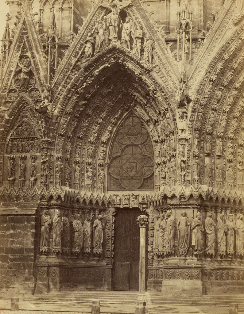 Bisson Frères:Portico, Rheims Cathedral, Poster Print Wall Art