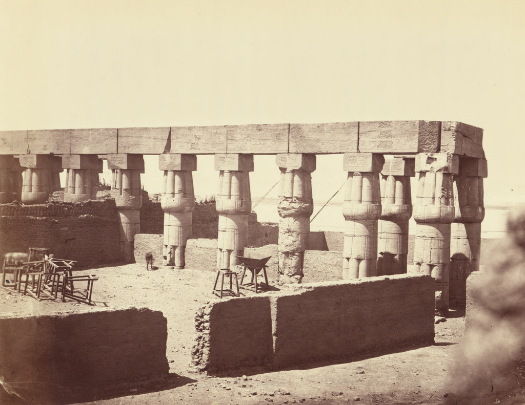 Félix Bonfils:Temple de Louksour. Vue generale des colonnad, Poster Print Wall Art