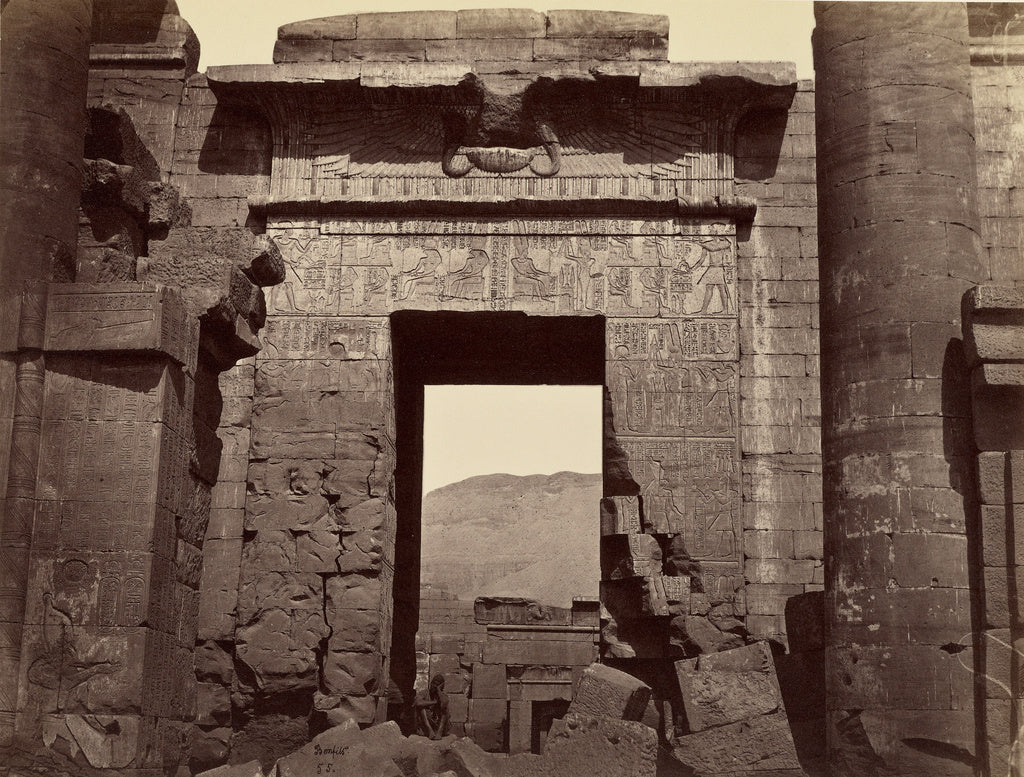 Félix Bonfils:Details of the Gateway to the Temple, Medinet, Poster Print Wall Art